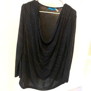 Alice  + Olivia black sparkle cowl neck top
